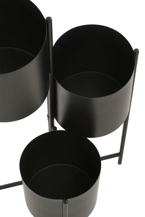 J-Line bloempot 3 Pots - ijzer - zwart