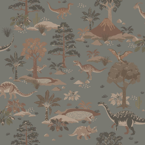 ESTAhome behang dinosaurussen vergrijsd blauw en bruin - 50 x 900 cm - 131656