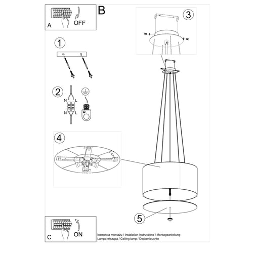 Sollux Lighting Kroonluchter OTTO 50 zwart - 50x50x115cm