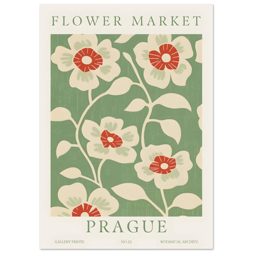 Artfulprints Poster Flower market - Prague I   - A4 21x29.7 cm - Meerkleurig