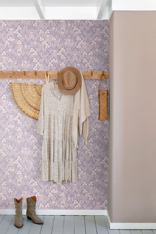 ESTAhome behang vintage bloemen in art nouveau stijl lila paars - 50 x 900 cm - 130970 - vtwonen shop