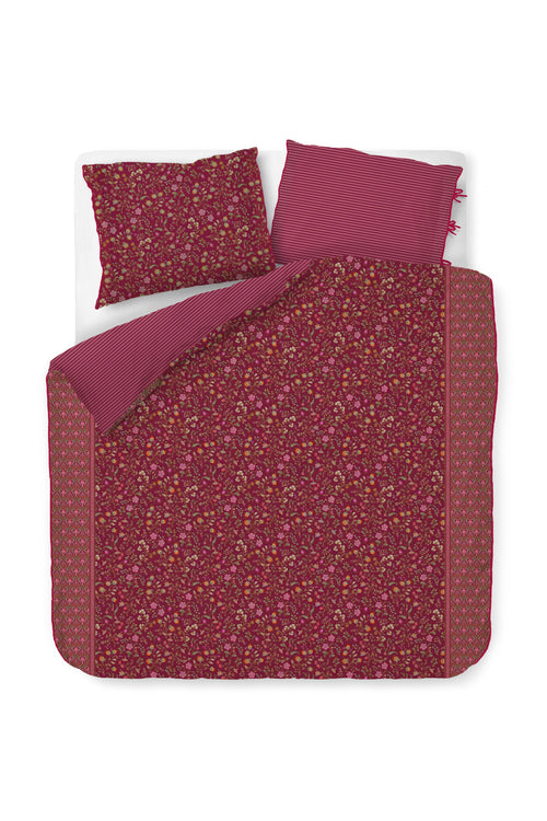 Pip Studio Dekbedovertrek Flora Bangalore - 200 x 200/220 cm - Donker roze