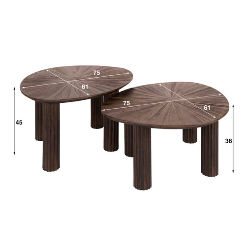 Giga Meubel Salontafel Maya - Donkerbruin Hout - Set van 2 - 60x50x43cm - vtwonen shop