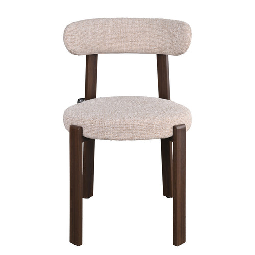 DÉJA Living Eetkamerstoel Lagan - Beige/Walnoot Stof - Set van 2 - vtwonen shop