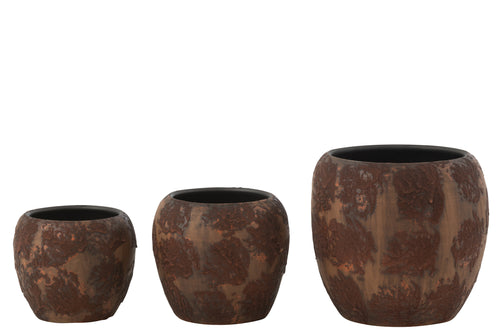 J-Line bloempot Round Terra - keramiek - bruin - large - Ø 24 cm - vtwonen shop