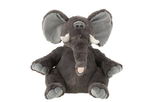 J-Line knuffel Elephant Plush - polyester - grijs - large