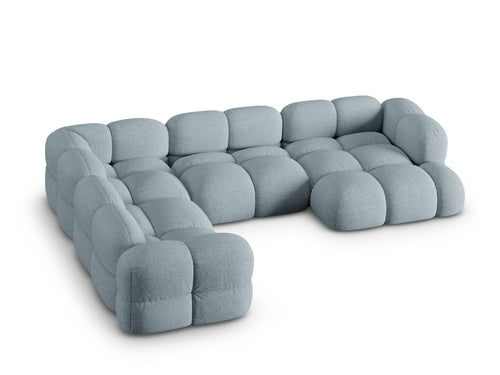 Cosmopolitan Design Panoramische hoekbank links Loretto 5-zits, structurele stof pastelblauw - 250x345x68cm