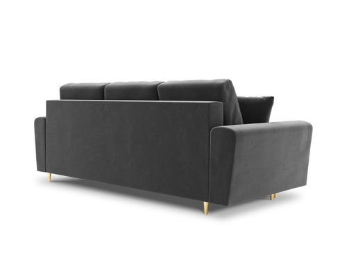 Cosmopolitan Design Slaapbank met opbergdoos Kyoto 3-zits, flueel, lichtgrijs - 100x235x88cm
