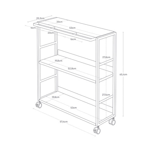 Yamazaki Tower Opbergtrolley 2-laags - Zwart