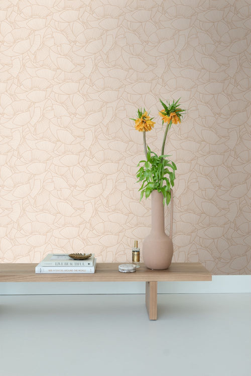 ESTAhome behang klaprozen beige - 53 cm x 10.05 m - 139705
