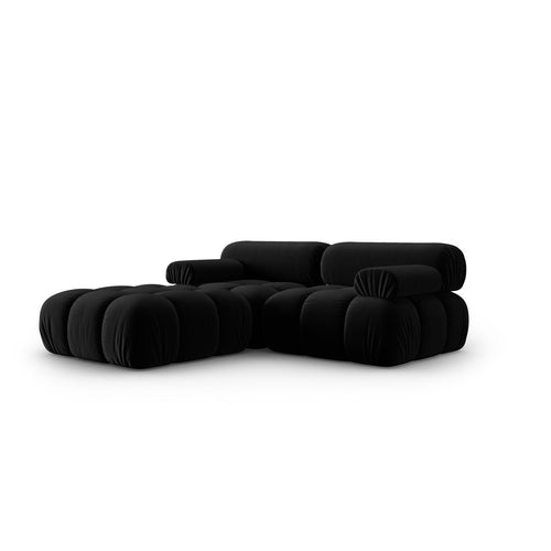 Cosmopolitan Design - Modulaire bank Cortina 3-zits, flueel zwart - 188x188x70cm