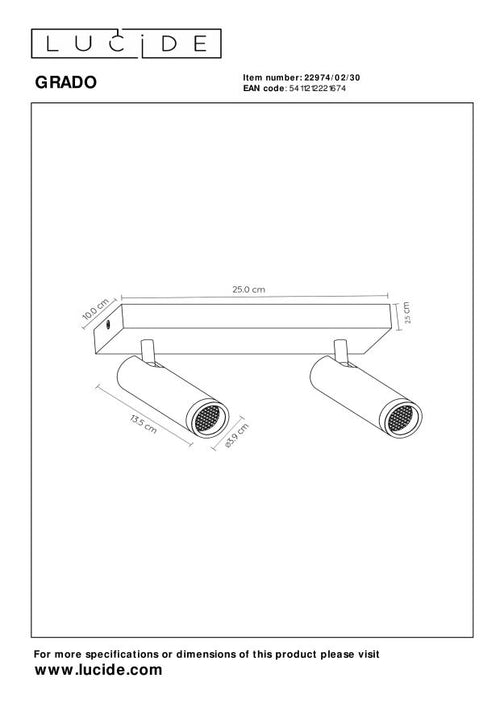 Lucide plafondspot GRADO - 2xGU10 (MR11) - Zwart - vtwonen shop