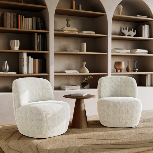 Premium Interiors - Draaibare fauteuil COMI - fluweel weefsel crème 65cm