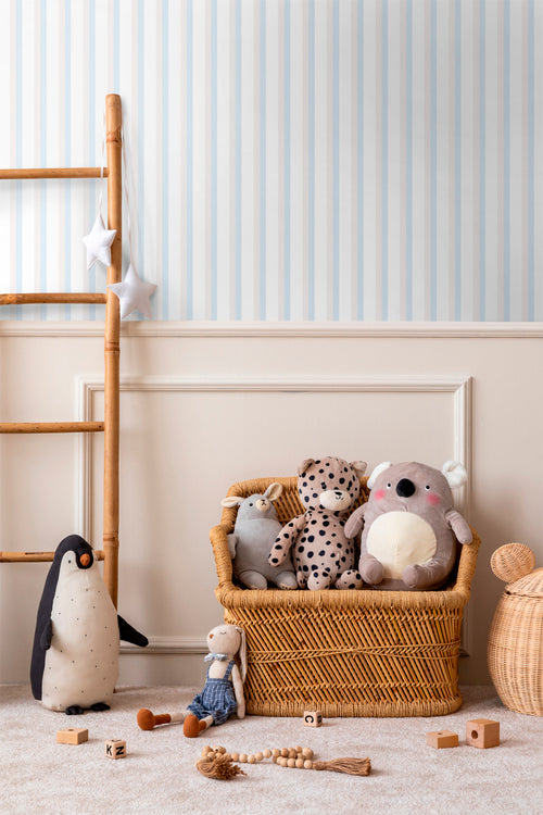 Sanders & Sanders behang strepen lichtblauw, beige en wit - 53 cm x 10 m - 640594 - vtwonen shop