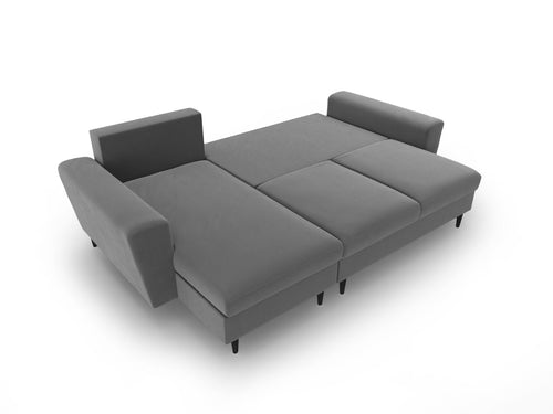 Cosmopolitan Design Omkeerbare converteerbare hoekbank met opbergdoos Kyoto 4-zits, flueel lichtgrijs - 145x241x88cm