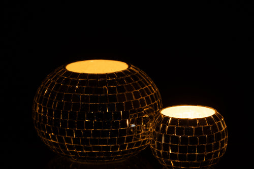 J-Line kaarshouder Bal Mozaïek - glas - zilver - vtwonen shop