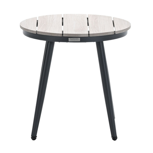 Margriet bijzettafel - Ø50 cm - carbon black - light teak vironwood