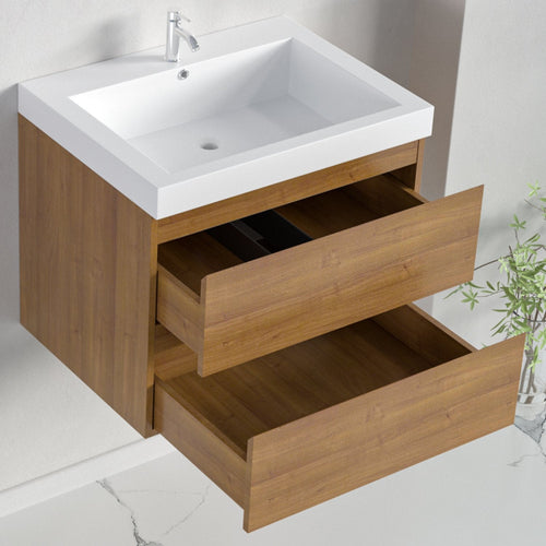 LOMAZOO badkamermeubel Monaco - zwevend - wit - warm eiken - 60 cm