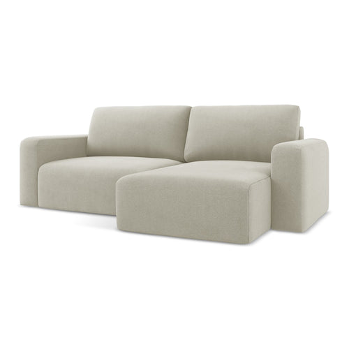 LaMiaSofa hoekbank rechts Ostia - textuurstof - lichtbeige - 244x149x79