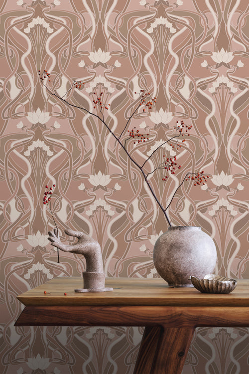 ESTAhome behang vintage bloemen in art nouveau stijl oudroze - 50 x 900 cm - 139895 - vtwonen shop