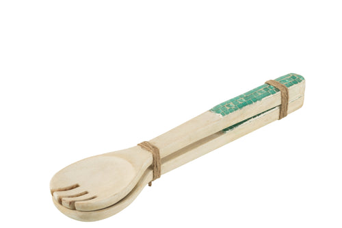 J-Line slabestek Mozaiek Lang - hout - groen - 2 stuks - vtwonen shop