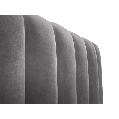 Cosmopolitan Design - Opbergbed met hoofdeinde Palma 200x200cm flueel grijs - 230x225x94cm