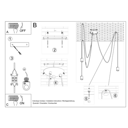 Sollux Lighting Kroonluchter EDISON 3 zwart - 300x300x150cm