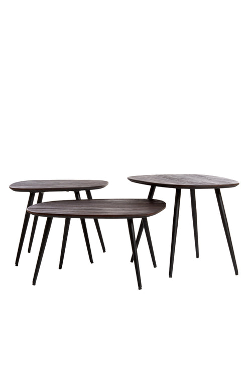 Light & Living salontafel VIEJO - 62x42x38cm - bruin - Set van 3