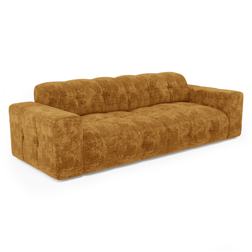 Sia Home - Rechte bank MAEL - Fluweel met reliëf - Mosterd - 230cm - vtwonen shop
