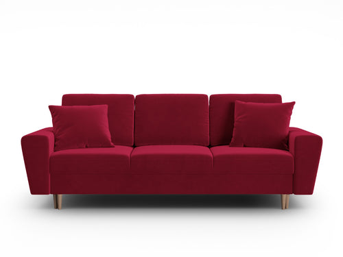 Cosmopolitan Design Slaapbank met opbergdoos Kyoto 3-zits, flueel rood - 100x235x88cm