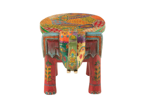 J-Line kruk Olifant Delhi - hout - mix