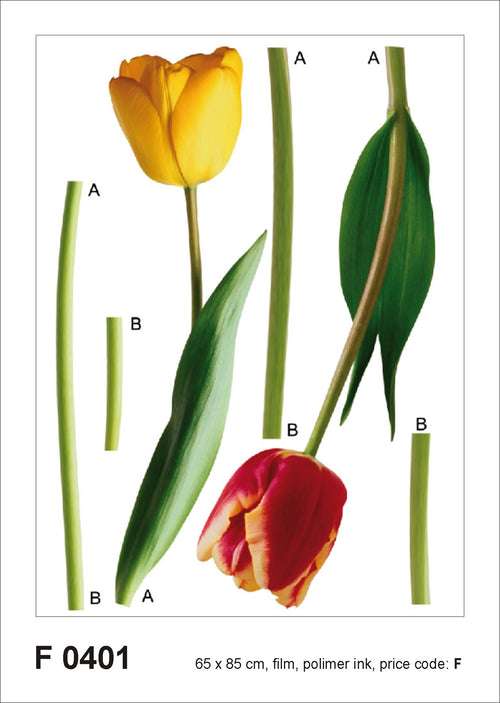 Sanders & Sanders muursticker bloemen groen, geel en rood - 85 x 65 cm - 600248