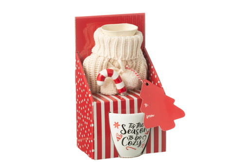 J-Line mok + lepel + warm waterkruik - keramiek - mix - giftbox