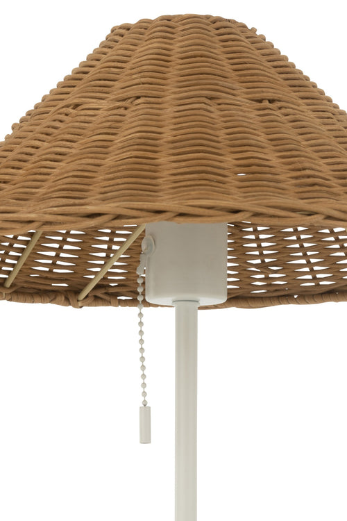 J-Line tafellamp - metaal/rotan - wit/naturel