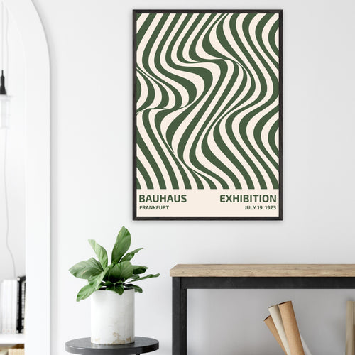 Artfulprints Poster met Lijst Bauhaus - Exhibition Frankfurt green   - 30x40 cm - Groen