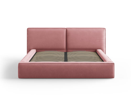 Cosmopolitan Design Opbergbed met dubbel hoofdbord Arendal 180x200cm, structurele stof, roze - 228x234x97.5cm