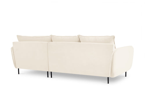 Cosmopolitan Design rechter hoekbank Vienna 5-zits, flueel, lichtbeige - 170x255x95cm