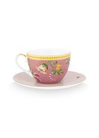 Pip Studio La Majorelle Kop en Schotel - Servies - Set van 2 kopjes en schoteltjes - Roze - 280ml - vtwonen shop