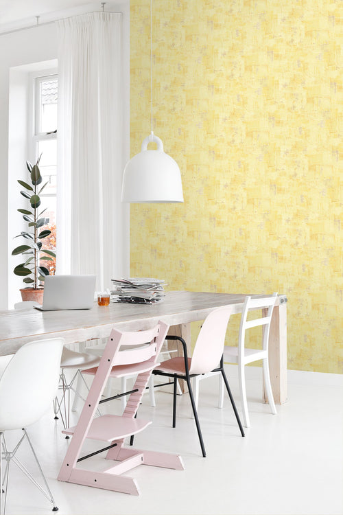 ESTAhome behang schilderachtige structuur geel - 50 x 900 cm - 131847