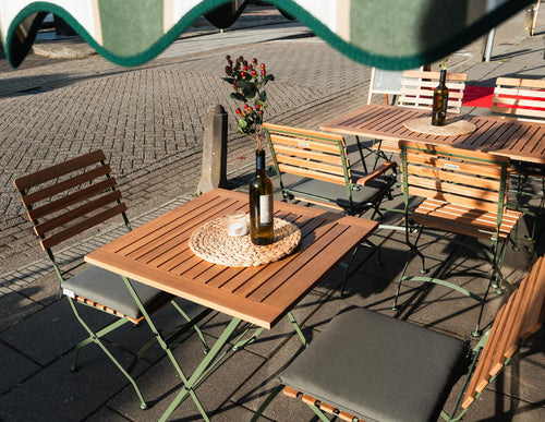 MaximaVida inklapbare vierkante acacia bistroset Toscana 70 cm olijfgroen - zonder armleuning