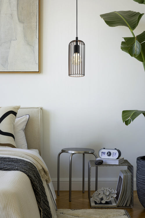 EGLO hanglamp Roccamena - 13 cm - e27 - zwart/koper