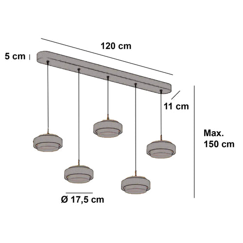 Freelight hanglamp Puleggia - 5 lichts - 120  x 150   cm - beige