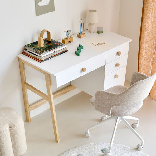 Petite Amélie Kinderbureau met lades Cerise - H75 cm - Wit - vtwonen shop