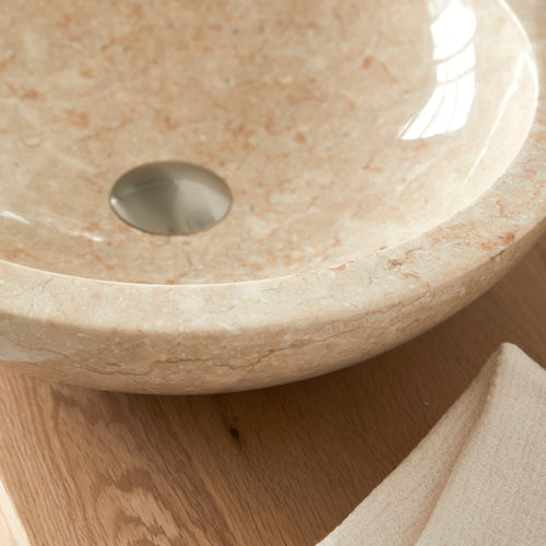 Tikamoon Marmeren waskom in cream ∅ 43cm - Beige