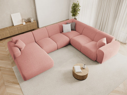 Cosmopolitan Design Panoramische hoekbank rechts Nolio 6-zits, chenille roze - 252x342x72cm