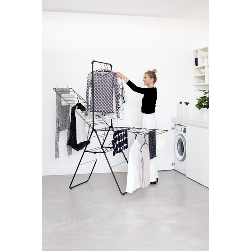 Brabantia Droogrek - 25M - met stang - matt black - vtwonen shop