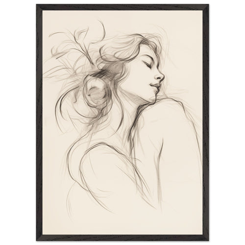 Artfulprints Poster met Lijst Abstract - Whispers of her   - 50x70 cm - Zwart / Wit