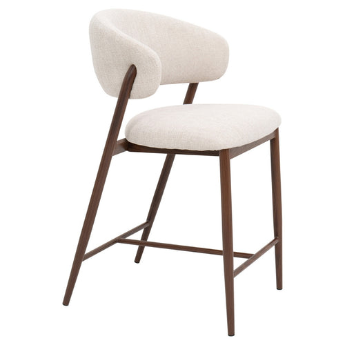 DÉJA Living Barstoel Skive - Beige/Walnoot - Zithoogte 67cm - Set van 2 - vtwonen shop
