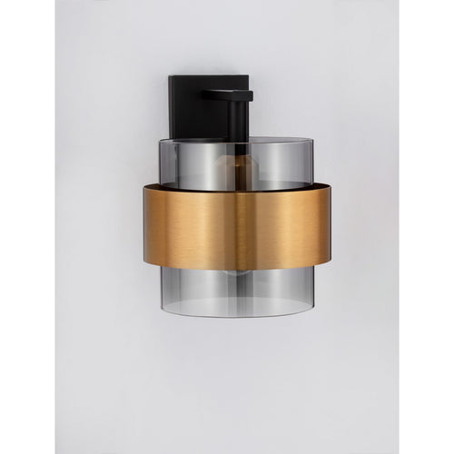 Nova Luce SIANNA 18 cm wandlamp in de kleuren Smokey, Sandy Black en Brass Gold, E27, 1x12W