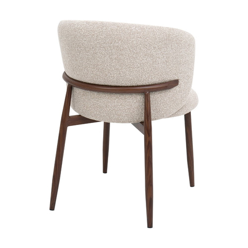 DÉJA Living Eetkamerstoel Varde - Stof - Beige/Walnoot - Set van 2